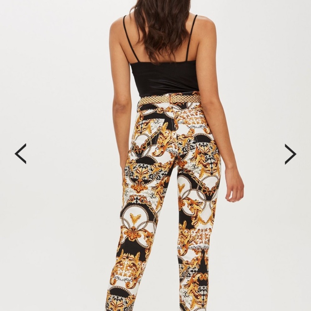 Versace-style chain print high-waist jeans